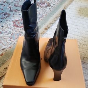 Black leather ankle bootie